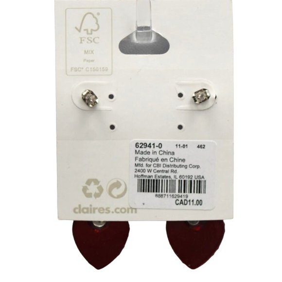 Claires Heart Drop dangle Earrings 3 Hearts - Picture 2 of 2